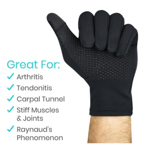 Vive Health Copper Arthritis Gloves, Black, Large 1 Pair