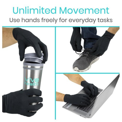 Vive Health Copper Full Finger Arthritis Gloves Black, X-Large 1 pair