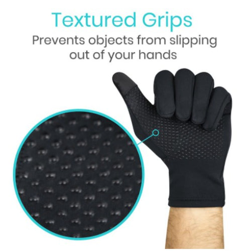 Vive Health Copper Full Finger Arthritis Gloves Black, X-Large 1 pair