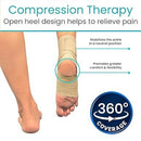 Vive Health Ankle Wraps with Open Heel, Reversible Compression Support for Plantar Fasciitis, Beige