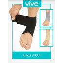Vive Health Ankle Wraps, Strap Heel Brace Stabilizer For Sprained Foot, Black, 2 Pack