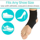 Vive Health Ankle Wraps, Strap Heel Brace Stabilizer For Sprained Foot, Black, 2 Pack