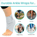 Vive Health Ankle Wraps with Open Heel, Reversible Compression Support for Plantar Fasciitis, Gray