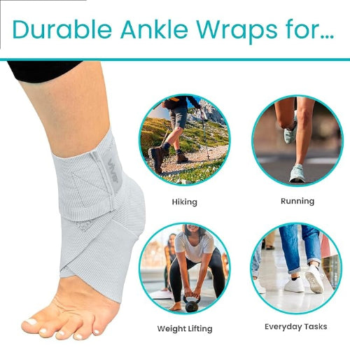 Vive Health Ankle Wraps, Gray, Pack of 2