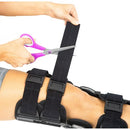 Close-up of the Vive Health ROM Knee Brace locking dial, allowing controlled motion for enhanced knee rehabilitation, Moovkart