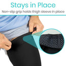 Vive Health Thigh Compression Sleeve Support for Hamstring Pain and Muscle Recovery, Small, Black