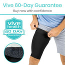 Vive Health Thigh Compression Sleeve Support for Hamstring Pain and Muscle Recovery, Small, Black