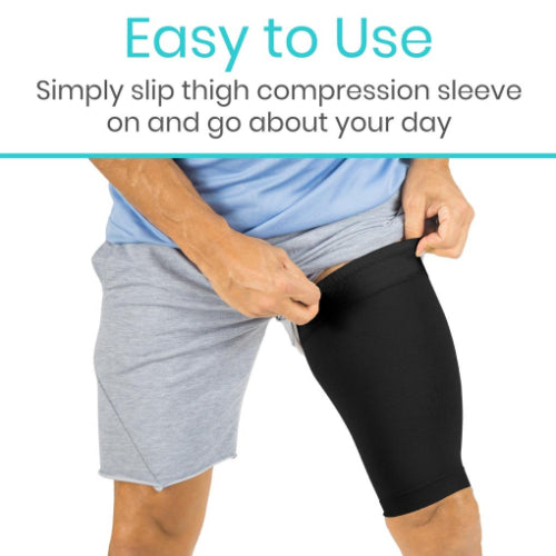 Vive Health Thigh Compression Sleeve Black, Extra large
