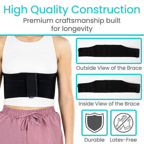 Vive Health Adjustable Elastic Rib Brace, Black