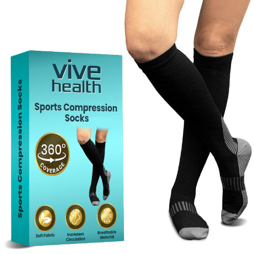 Vive Health sports compression socks designed for improved circulation and recovery. Moovkart
