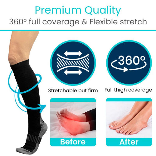 Vive Health Sports Compression Socks for Targeted Relief and Muscle Fatigue Recovery