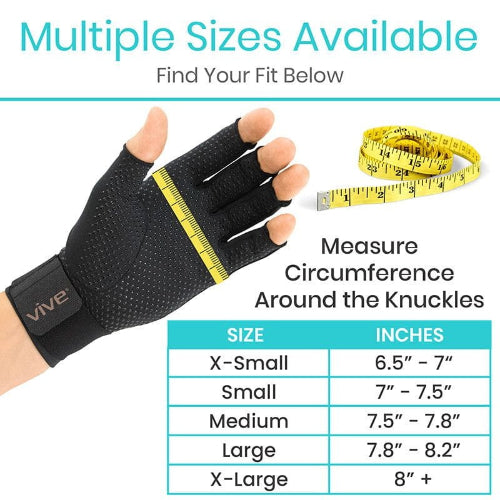 Vive Health Copper Arthritis Gloves with Strap, Black