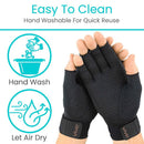 Vive Health Copper Arthritis Gloves with Strap, Black, Provides Compression and Support for Stiff and Achy Hands. Moovkart

