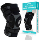 Vive Health Heavy Duty Hinged Knee Brace – Adjustable Support for ACL, PCL, and Meniscus Injuries, Black with Gray, Moovkart