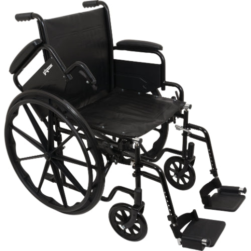 ProBasics K1 Lightweight Wheelchair 18 x16 Seat Flip back Detachable Arms & Swing Away Foot Rests