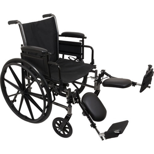 ProBasics K3 Lightweight Wheelchair, 18x16 seat, featuring removable padded desk arms and adjustable elevating leg rests