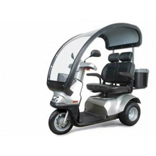 Afikim Afiscooter S3 Touring AT Dual Seat 3 Wheel Mobility Scooter, Silver