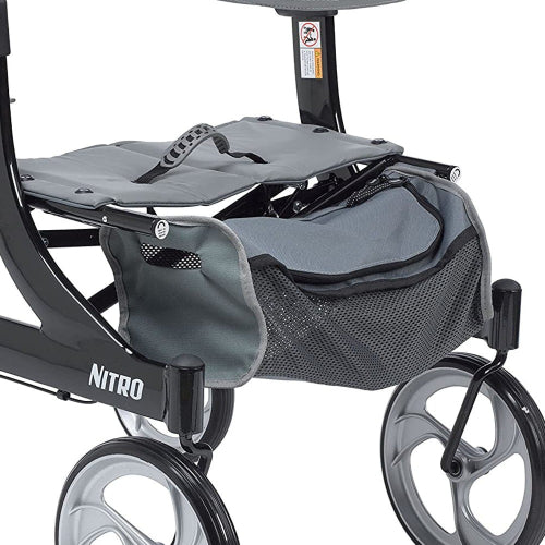 Drive Medical Nitro Euro Style Aluminum Rollator with 10 Inches Casters, Black