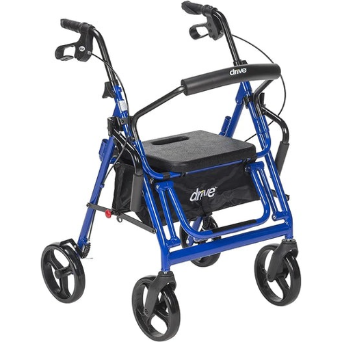 Drive Medical Duet Rollator and Transport Chair, Blue