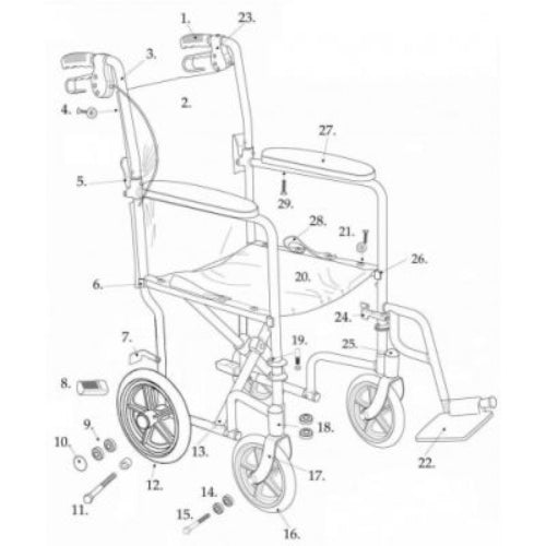 Drive Medical Seat Rail Guide 5D for Wheelchair Stability and Support