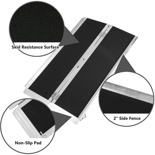 Bosonshop 4Ft Portable Wheelchair Ramp Aluminum