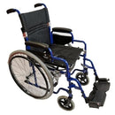 Ziggo Lightweight Folding Manual Wheelchair with Adjustable Footrests, 16 Inch Blue for Teens