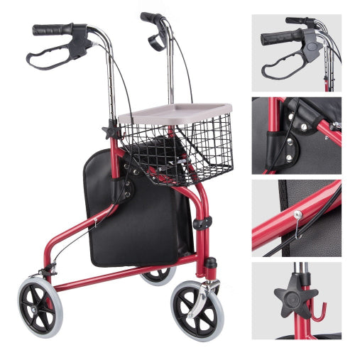 Drive Medical 3 Wheel Rollator, Two side Handles