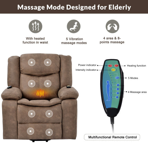 Power Lift Chair for Elderly with Adjustable Massage Function, Recliner Chair with Heating system