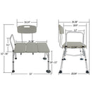 Shower Tub Aluminium Alloy Bath Chair Transfer Bench with Back & Handle Gray