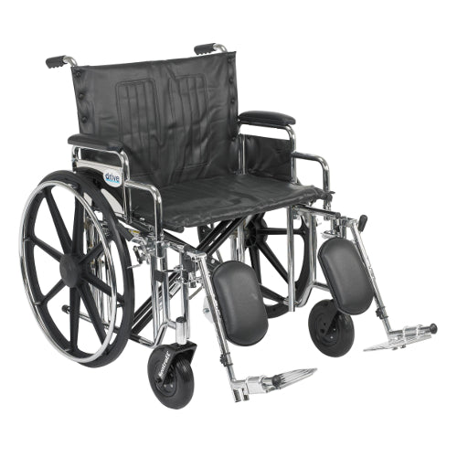 Wheelchair Std Dual Axle 24 with Rem Full Arms & Elev Legrest