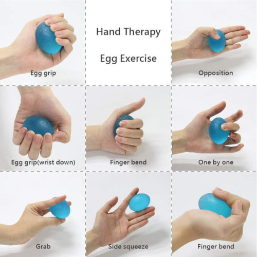 User engaging with Homecare Egg Gripper Therapy Balls to enhance hand function and promote finger resistance for stress relief, Moovkart