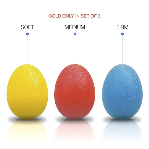 Homecare Egg Gripper Therapy Balls, set of 3, designed for finger resistance and stress relief in hand therapy, Moovkart
