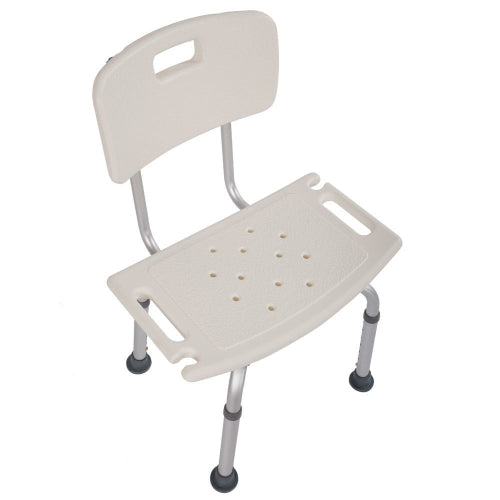 Shower Tub Aluminium Alloy Bath Chair Seat Bench with Removable Back, white