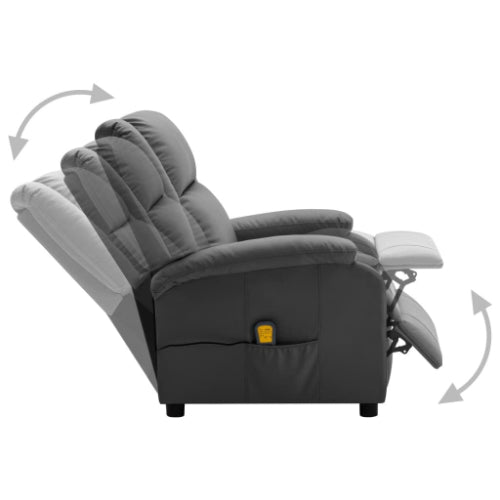Electric Massage Recliner Anthracite Faux Leather
