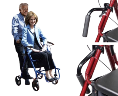 Drive Medical Combination Burgundy Rollator & Transport Wheelchair