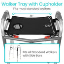 Vive Health Walker Tray with Non-Slip Surface and 3-Inch Built-In Cup Holder