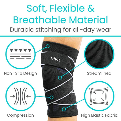 Vive Health Compression Knee Sleeve with Adjustable Straps for Superior Support