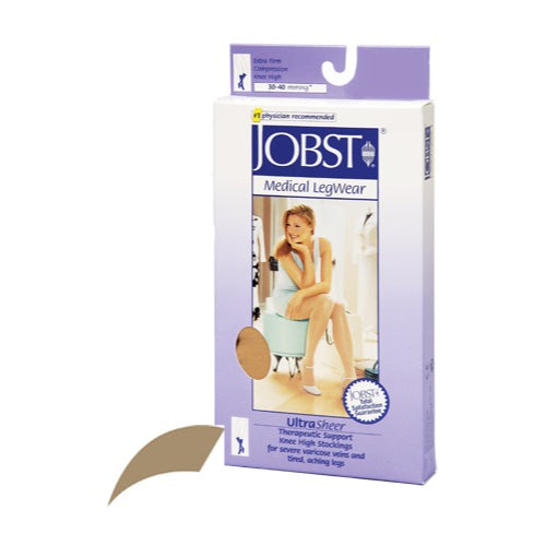 Jobst Ultrasheer 30-40mmHg Knee Hi Large pair, Honey