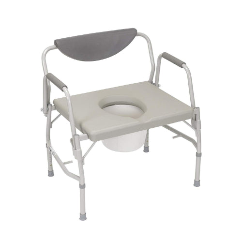 Drive Bariatric Drop Arm Bedside Commode Chair with heavy-duty steel frame and wide seat, Moovkart
