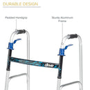 Drive Medical Folding Walker with Trigger Release, adjustable height, and durable aluminum frame. Moovkart