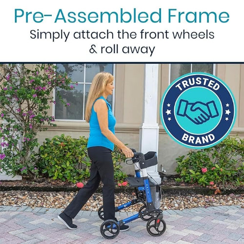 Vive Health 4-Wheel Rollator Walker, Foldable, Adjustable, with Storage Bag
