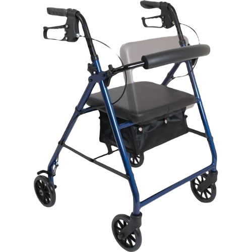 ProBasics Aluminum 4-Wheel Rollator Walker with Loop Brake, Blue, 6 Inches