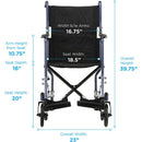 Carex Lightweight Steel Transport Chair for Easy Folding and Maneuverability, Blue 19-Inch Seat