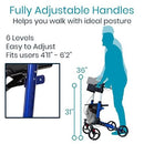 Vive Health 4-Wheel Rollator Walker, Foldable, Adjustable, with Storage Bag