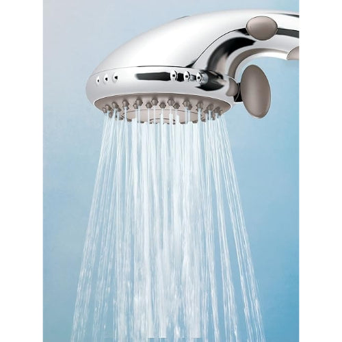 Moen Handheld Shower Head with Pause Control, 4 Spray Settings and 7 Feet Hose, Chrome Finish