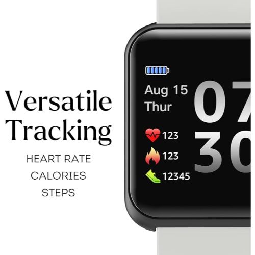 Vive Health Fitness Tracker With App, Magnetic Usb, Activity/Heart Monitoring, Gray Wristband
