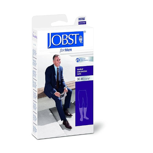 Jobst for Men 30-40 mmHg Ribbed Thigh-High, Black, X-Large