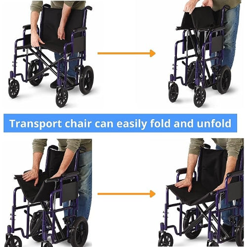 Transport Wheelchair Bariatric 22 Wide Blue