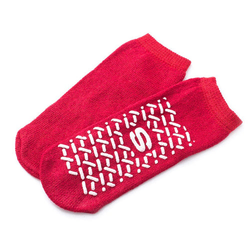 Slipper Socks; Small Red Pair Child Size 4-6