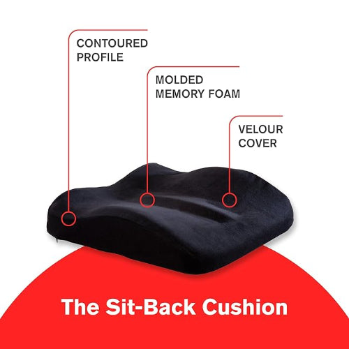 ObusForme Sitback Cushion, Black, Lumbar and Seat Support with Ergonomic Comfort Design